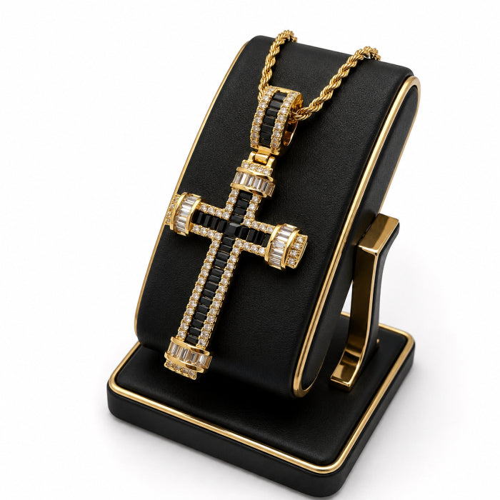 Lant Brooks GoldBlack Tennis Cross Rope Chain