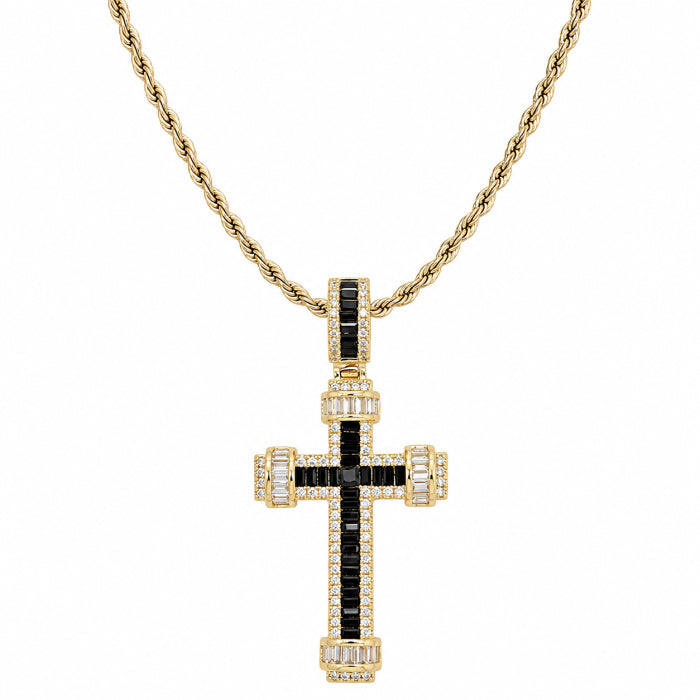 Lant Brooks GoldBlack Tennis Cross Rope Chain