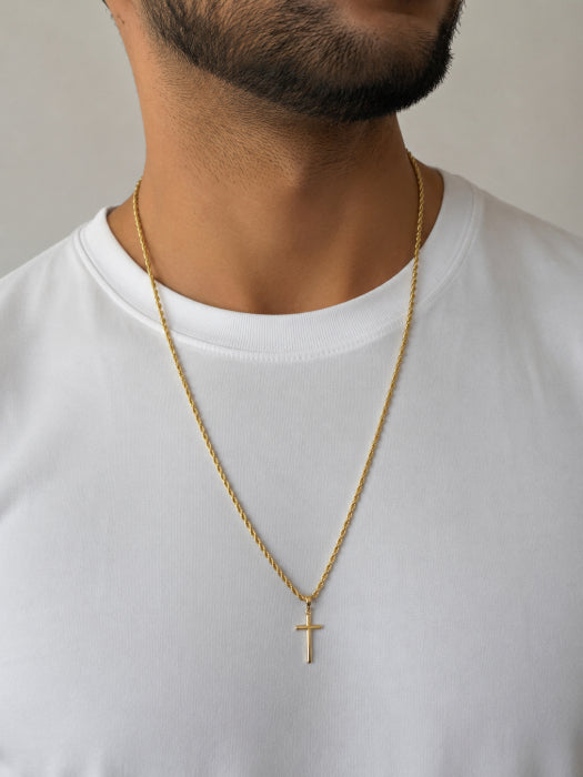 Lant Brooks Rope Classic Cross 14K Plated