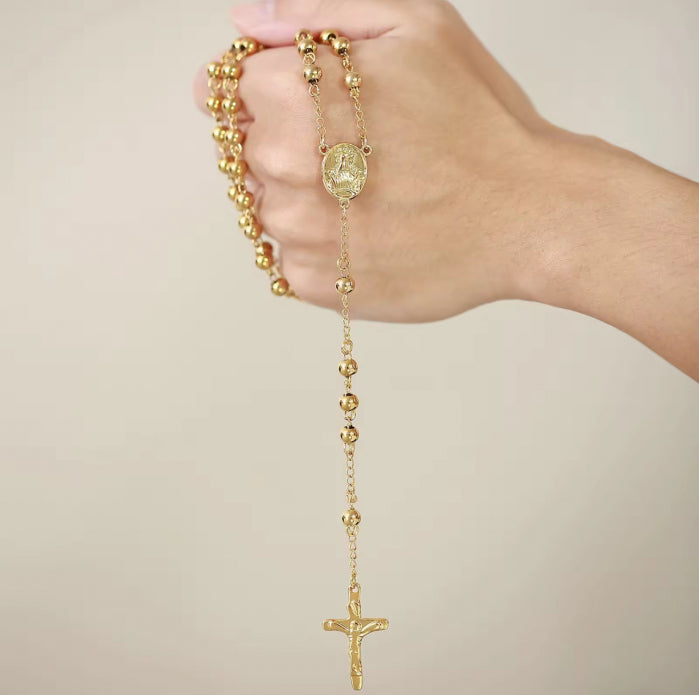 Lant Brooks Rosary Placat Aur 14K Real