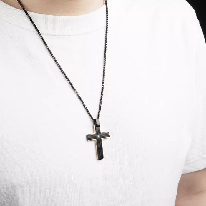 Lant Brooks RoseGold Black Cross