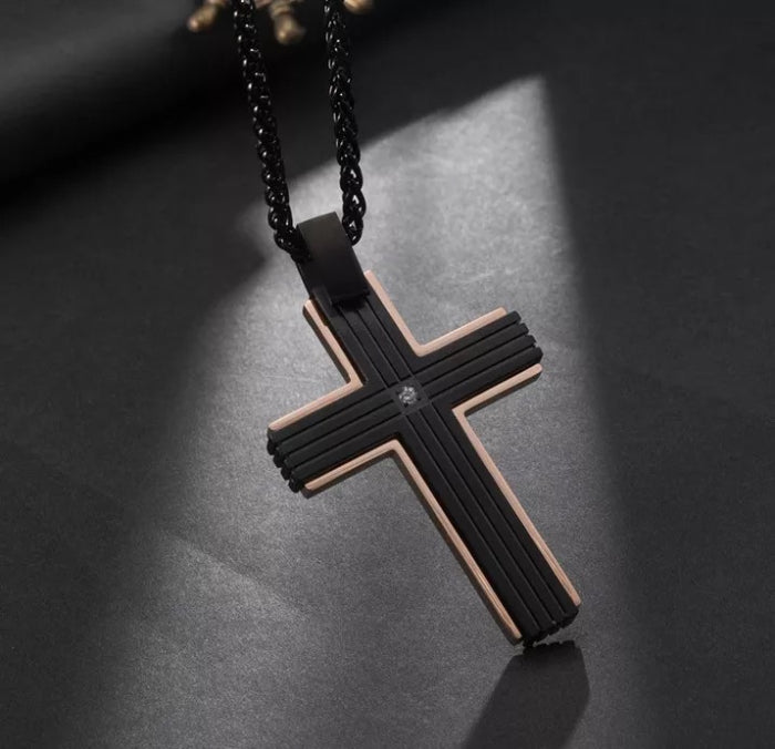Lant Brooks RoseGold Black Cross
