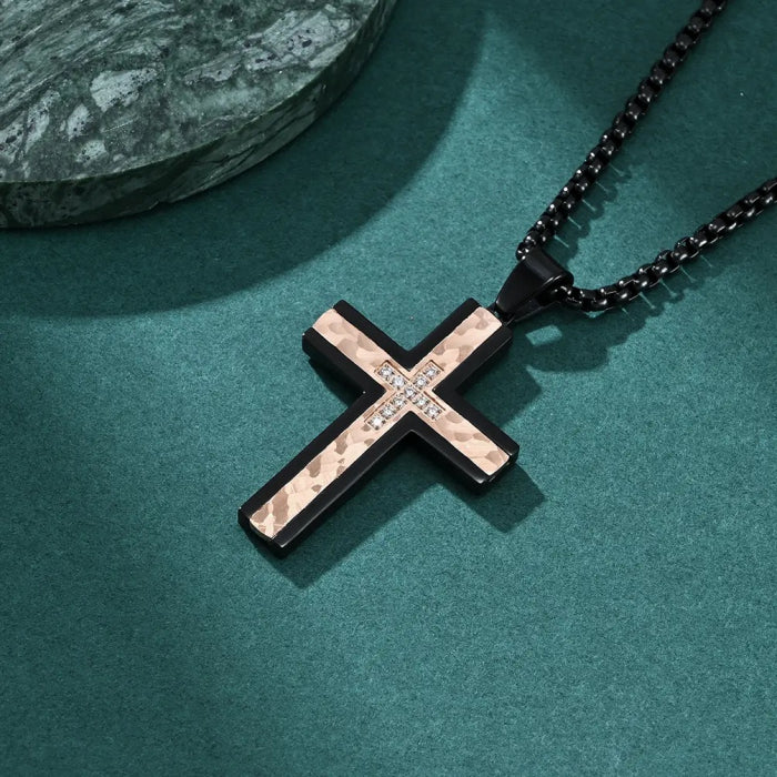 Lant Brooks RoseGold Gothic Cross Veneto