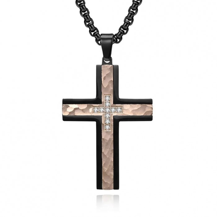 Lant Brooks RoseGold Gothic Cross Veneto