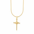 Lant Brooks Round Snake Nail Cross 14K Gold Plated