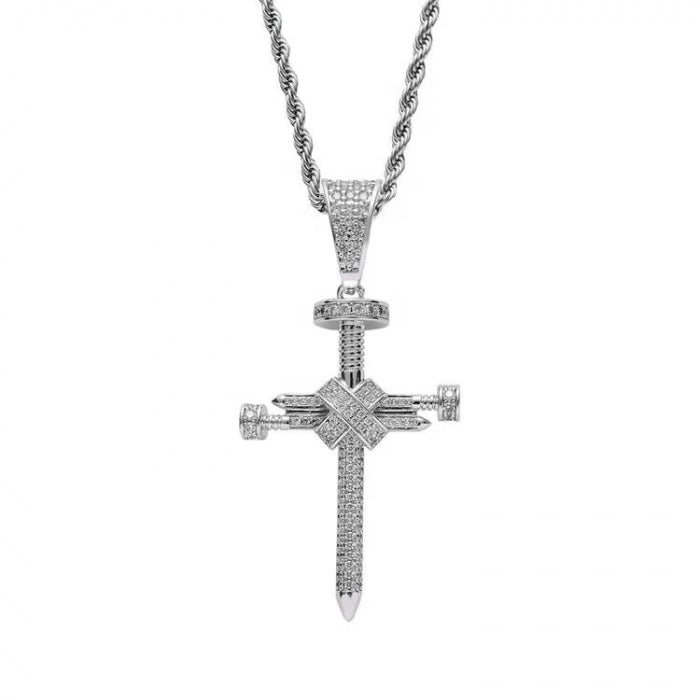 Lant Brooks Silver Steel Diamonds Cross Masterpiece