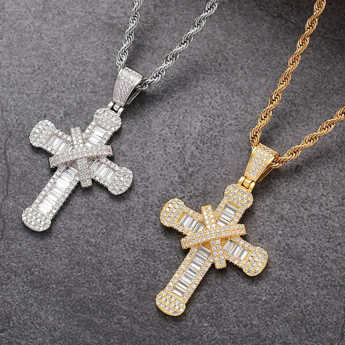 Lant Brooks Silver Steel Diamonds Cross Masterpiece