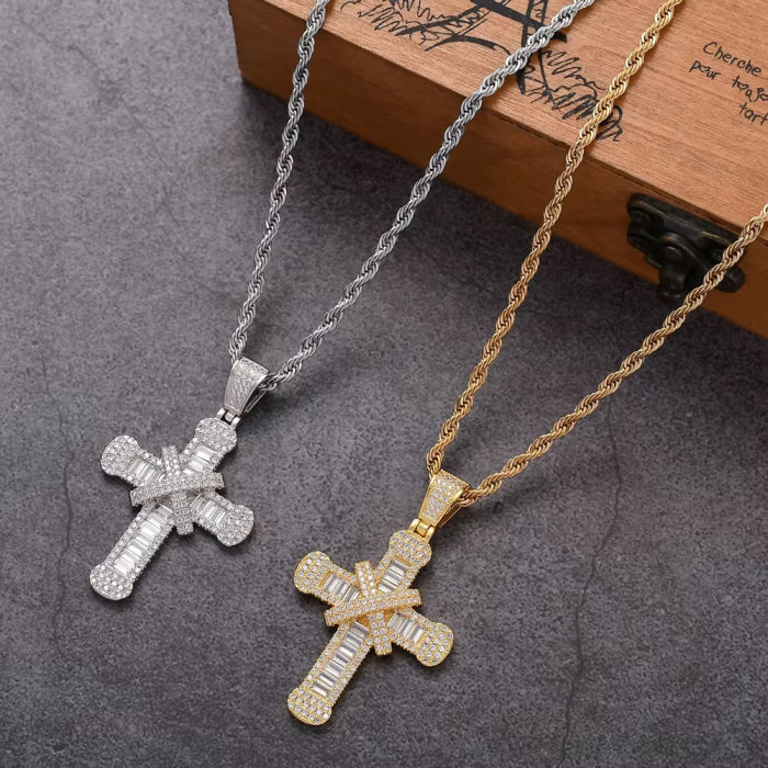 Lant Brooks Silver Steel Diamonds Cross Masterpiece