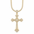 Lant Brooks Snake Diamond Cross 14K Gold Plated