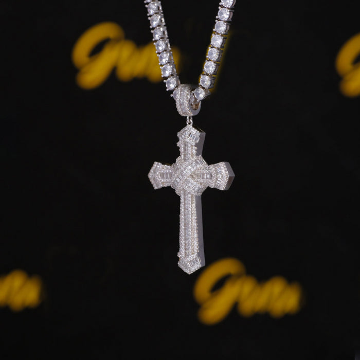 Lant Brooks Tennis Big Cross Full Diamonds 4 MM