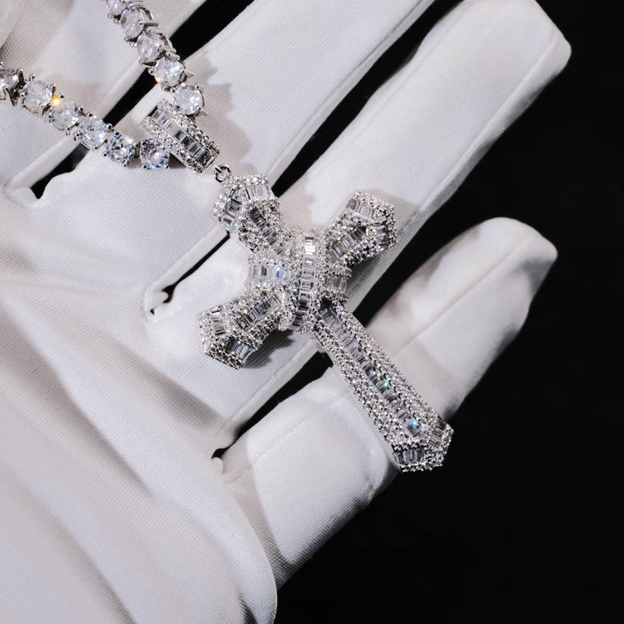 Lant Brooks Tennis Big Cross Full Diamonds 4 MM