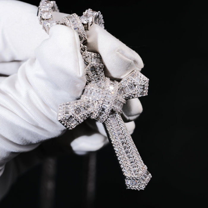 Lant Brooks Tennis Big Cross Full Diamonds 4 MM