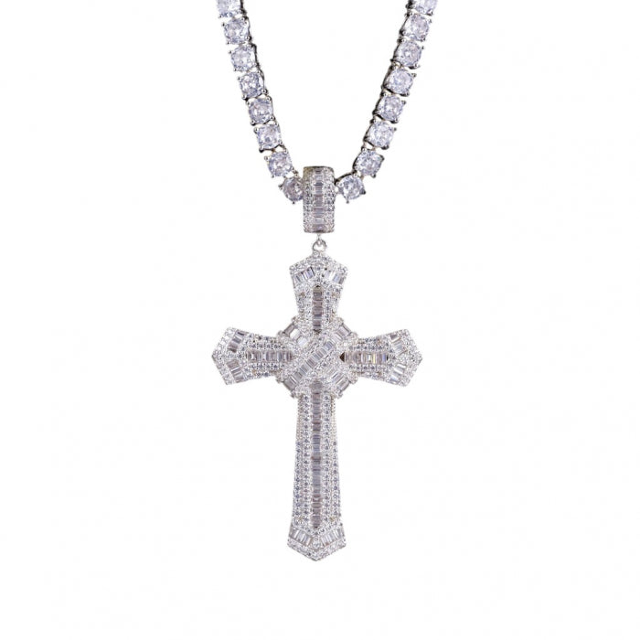 Lant Brooks Tennis Big Cross Full Diamonds 4 MM