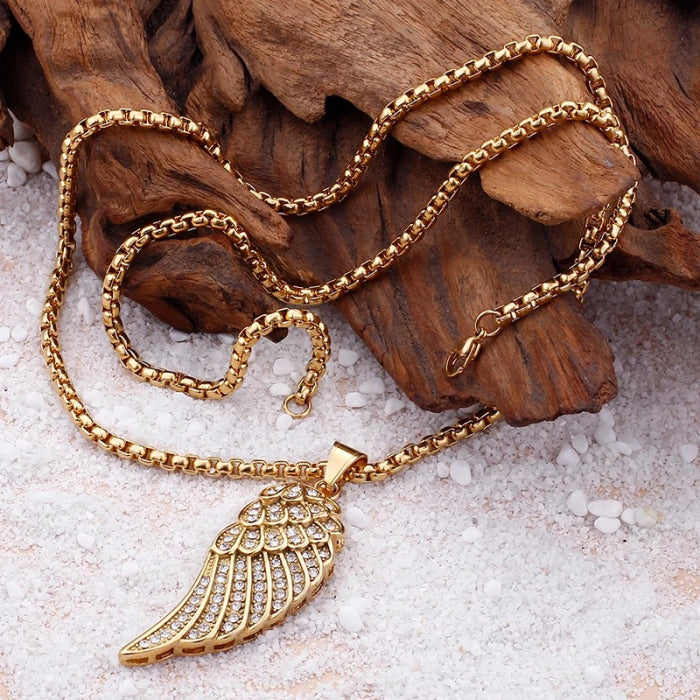 Lant cu pandantiv Brooks Gold Diamond Wing
