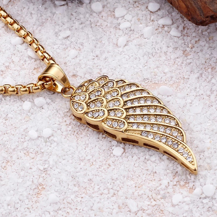 Lant cu pandantiv Brooks Gold Diamond Wing