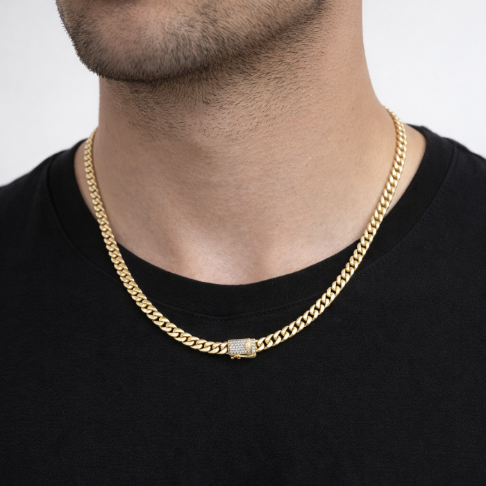 Lant Cuban Monaco Gold 14K Plated 6 MM / 50 CM