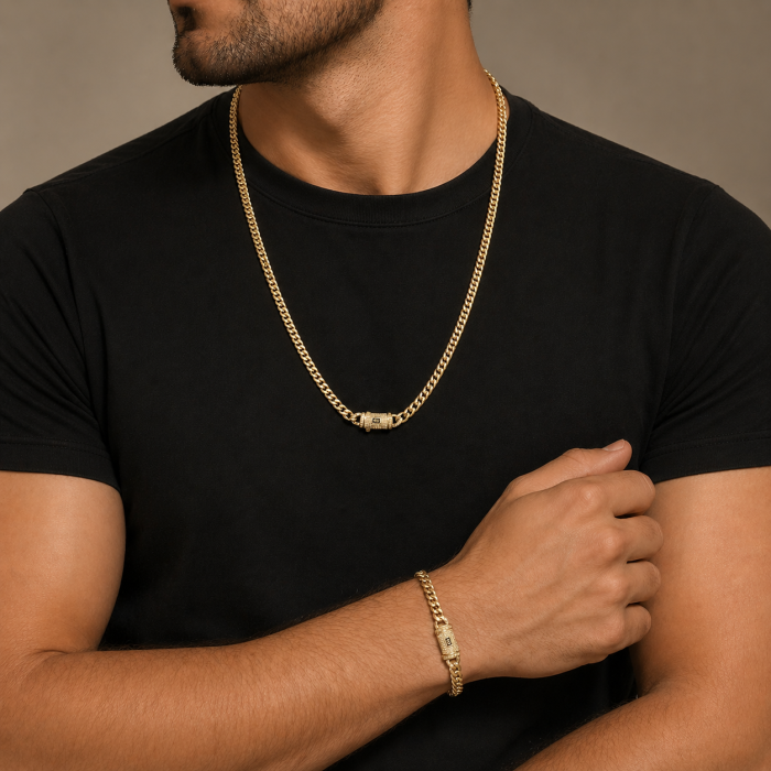 Lant Cuban Monaco Gold 14K Plated 6 MM / 55 CM