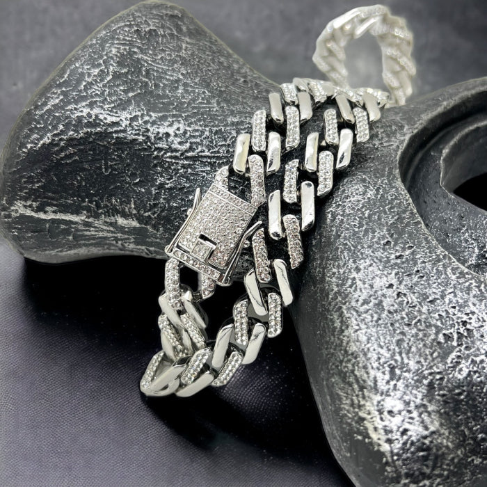 Lant Cuban Silver Diamonds