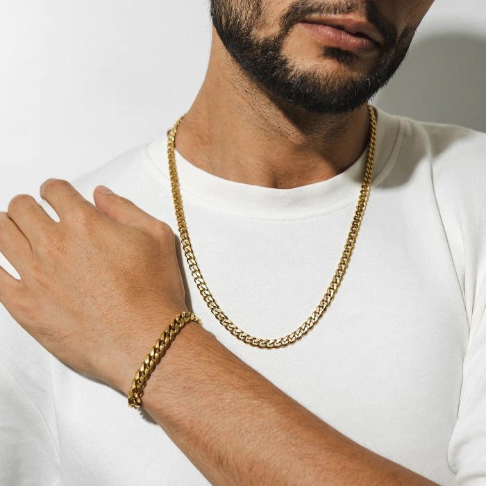 Lant Gold Cuban Stainless Steel 8 mm