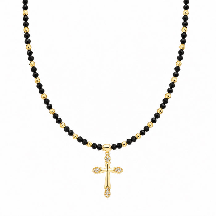 Lant Rosary GoldBlack Cross