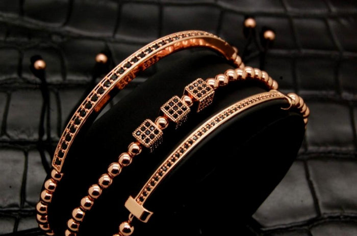 Luxury Set 3 Rose Gold 14K Brooks Bracelets