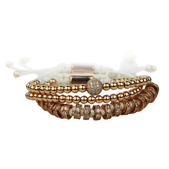 Luxury Set 3 Rose Gold Brooks Zircon Bracelets