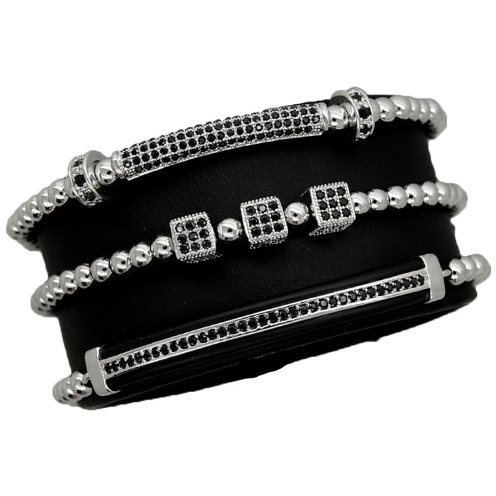 Luxury Set 3 Silver Brooks Bracelets