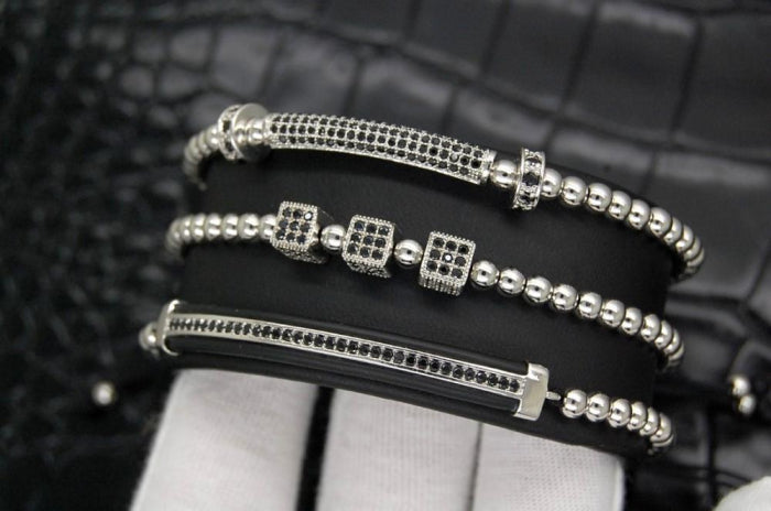Luxury Set 3 Silver Brooks Bracelets