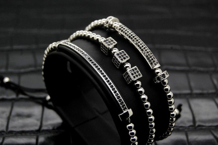 Luxury Set 3 Silver Brooks Bracelets