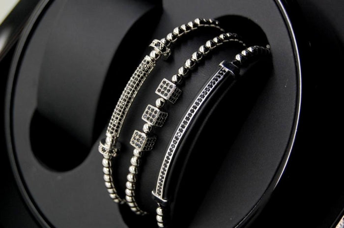 Luxury Set 3 Silver Brooks Bracelets