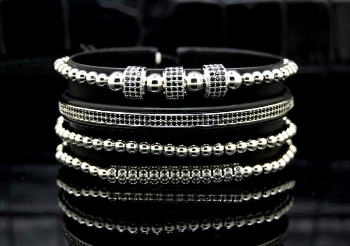 Luxury Set 4 Brooks Silver Bracelets
