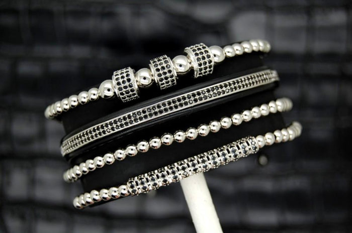 Luxury Set 4 Brooks Silver Bracelets