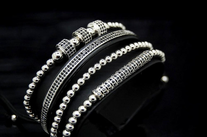 Luxury Set 4 Brooks Silver Bracelets