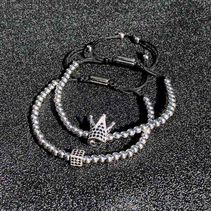Set 2 Bratari Brooks Silver Crown Dice