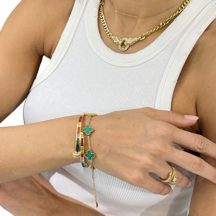 Set 2 Bratari Gold Rainbow Clover
