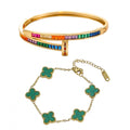 Set 2 Bratari Gold Rainbow Clover