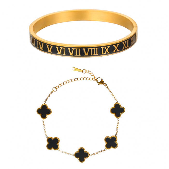 Set 2 Bratari Gold Roman Clover