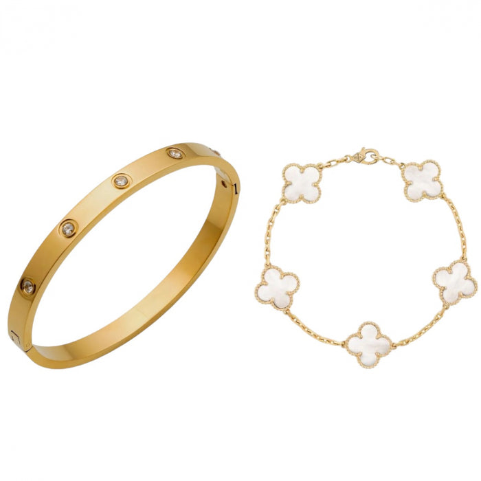Set 2 Bratari Gold Waterproof Clover