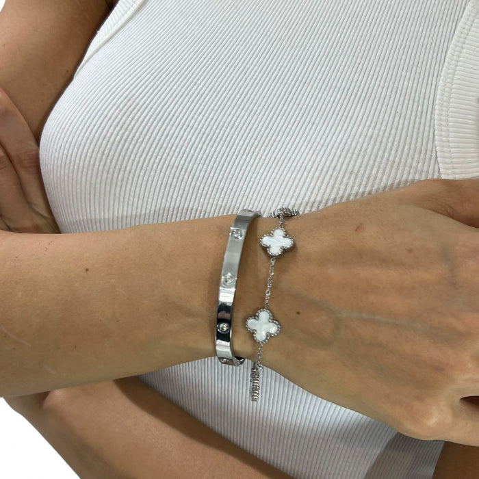 Set 2 Bratari Silver Waterproof Clover