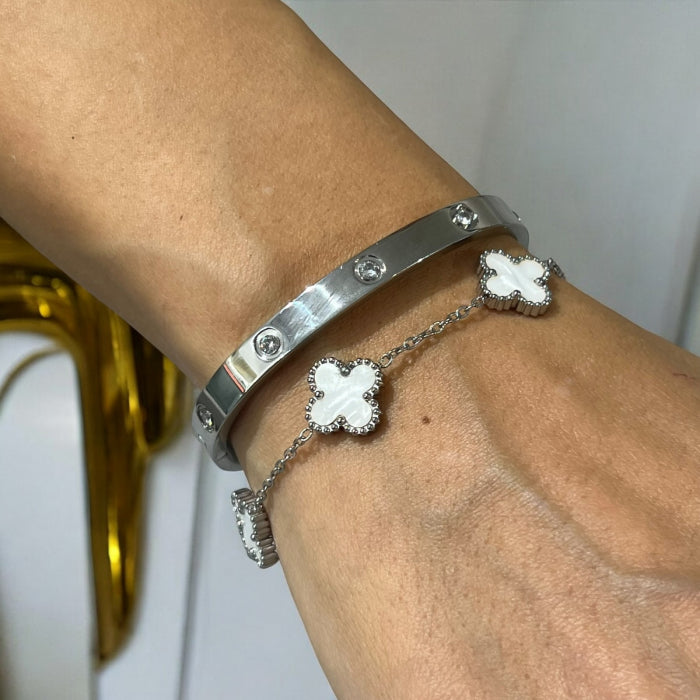 Set 2 Bratari Silver Waterproof Clover