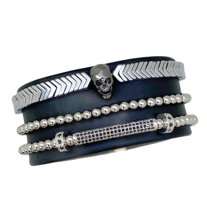 Set 3 Bratari Brooks Silver Skull