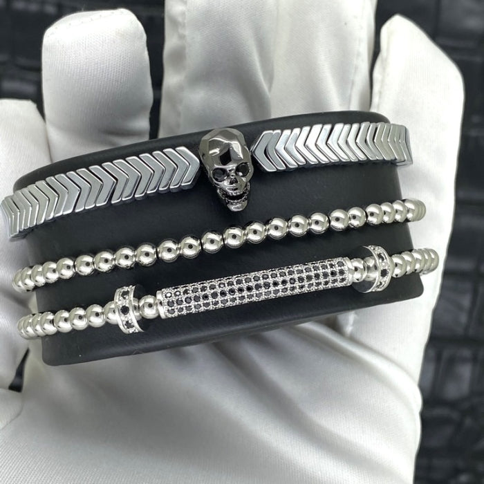 Set 3 Bratari Brooks Silver Skull