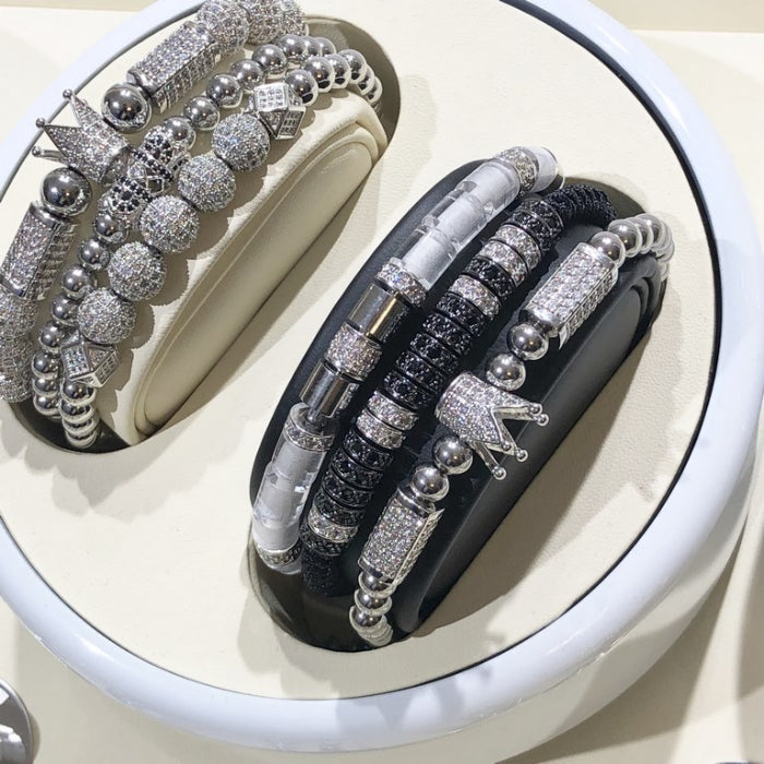 Set 3 Bratari Brooks Silver Zircon Crowns