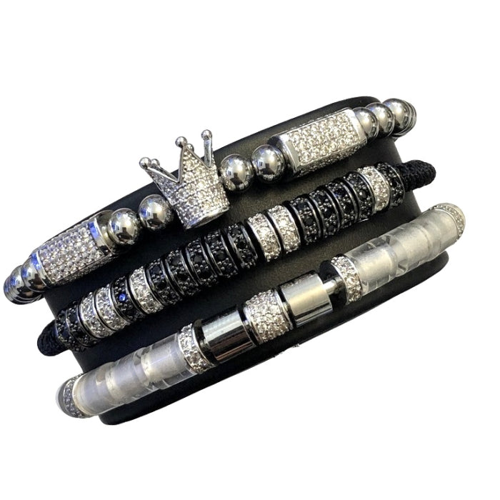 Set 3 Bratari Brooks Silver Zircon Crowns