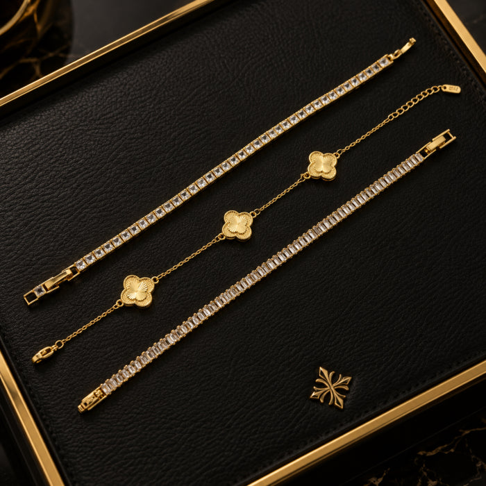 Set 3 Bratari Tennis Gold 3 MM / 19 CM