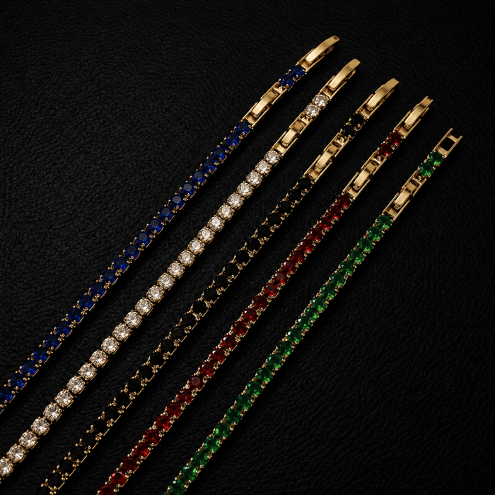 Set 5 Bratari Tennis Gold Diamonds 2.5 MM / 20 CM