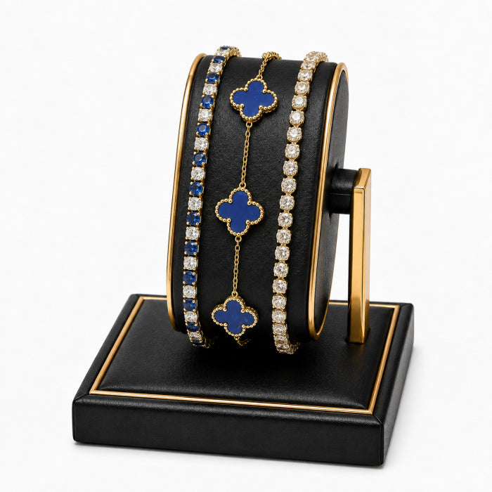 Set 3 Bratari Tennis Imperial Blue Gold