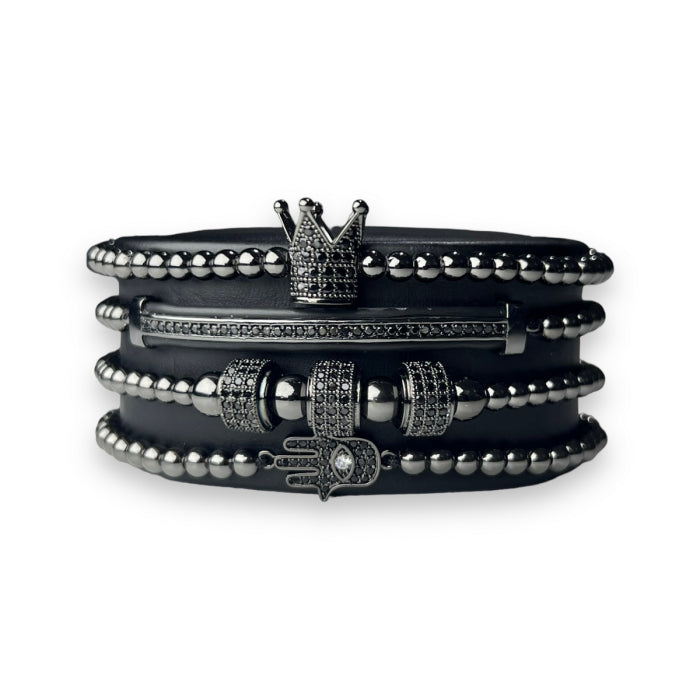 Set 4 Bratari Brooks Full Black Crown Fatima