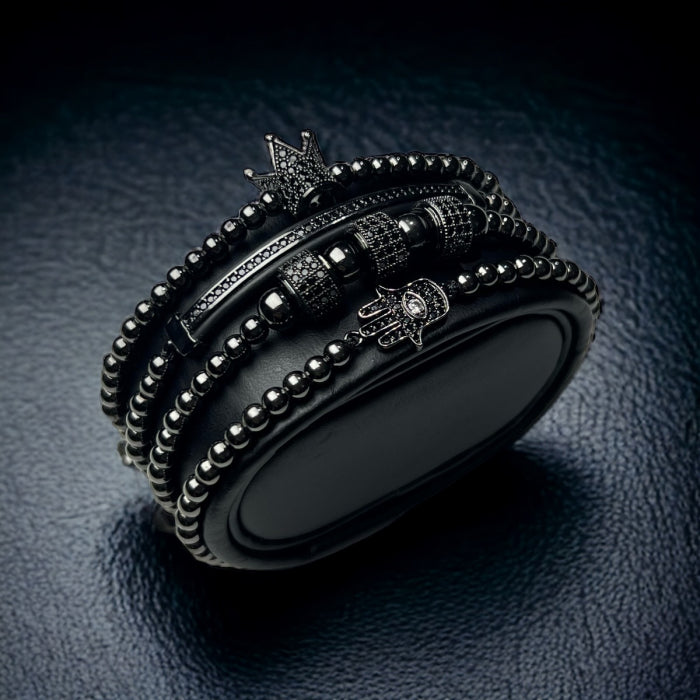 Set 4 Bratari Brooks Full Black Crown Fatima