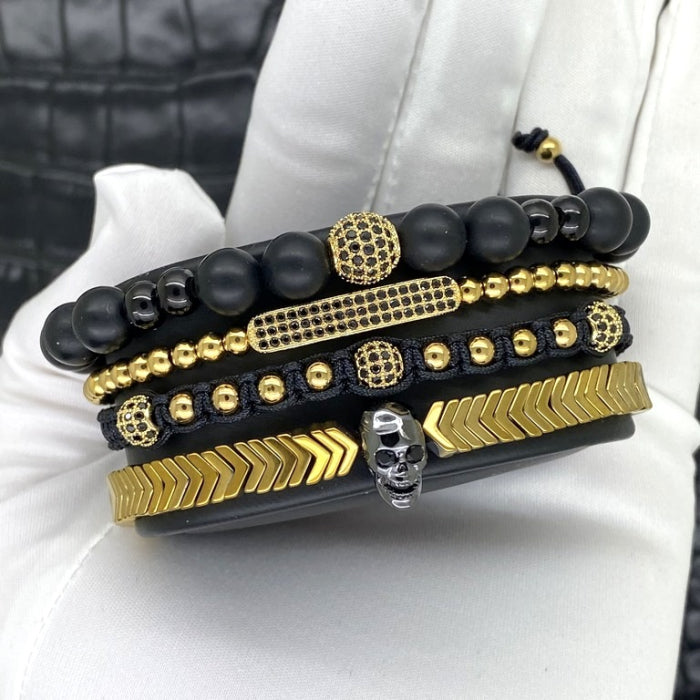 Set 4 Bratari Brooks Gold Skull Design
